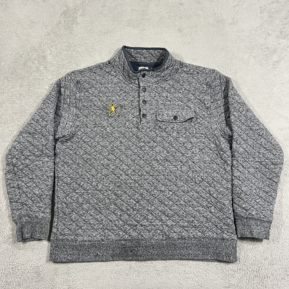 Faherty Epic Quilted Fleece Pullover Sweater Mens XL Gray NBA All Star Logo
